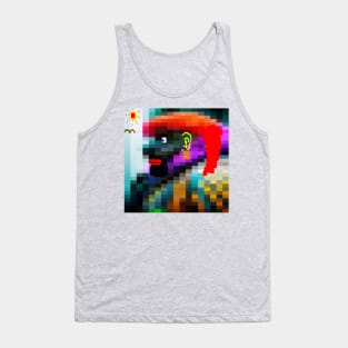 Lady Pixel Art Design on Green Background Tank Top